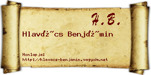 Hlavács Benjámin névjegykártya